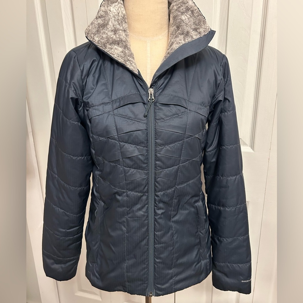 Women’s Columbia Titanium Kaleidoscope Omni Heat Puffer Jacket Blue Size Small